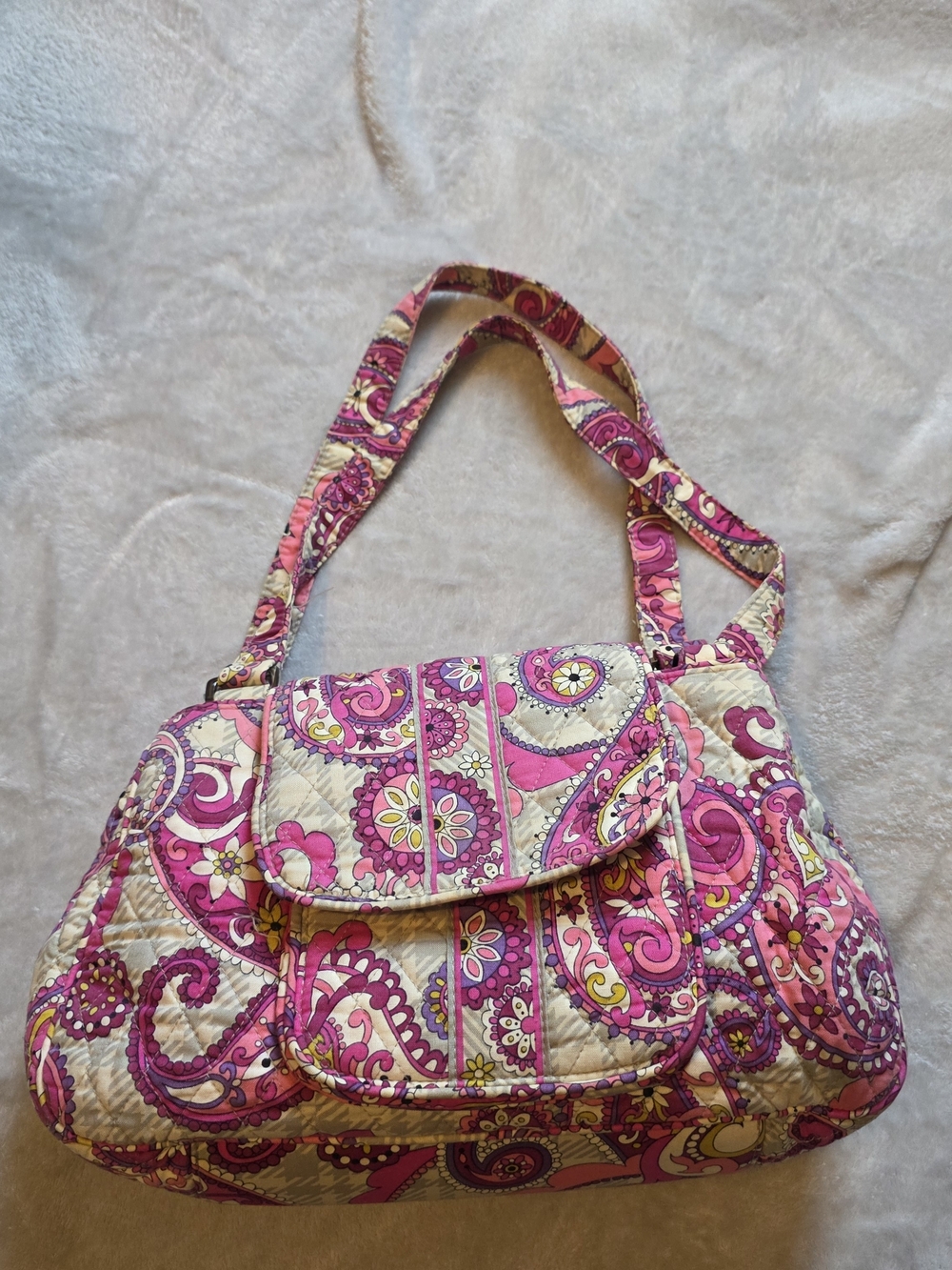 Vera Bradley Paisley Meets Plaid Quilted Shoulder Purse